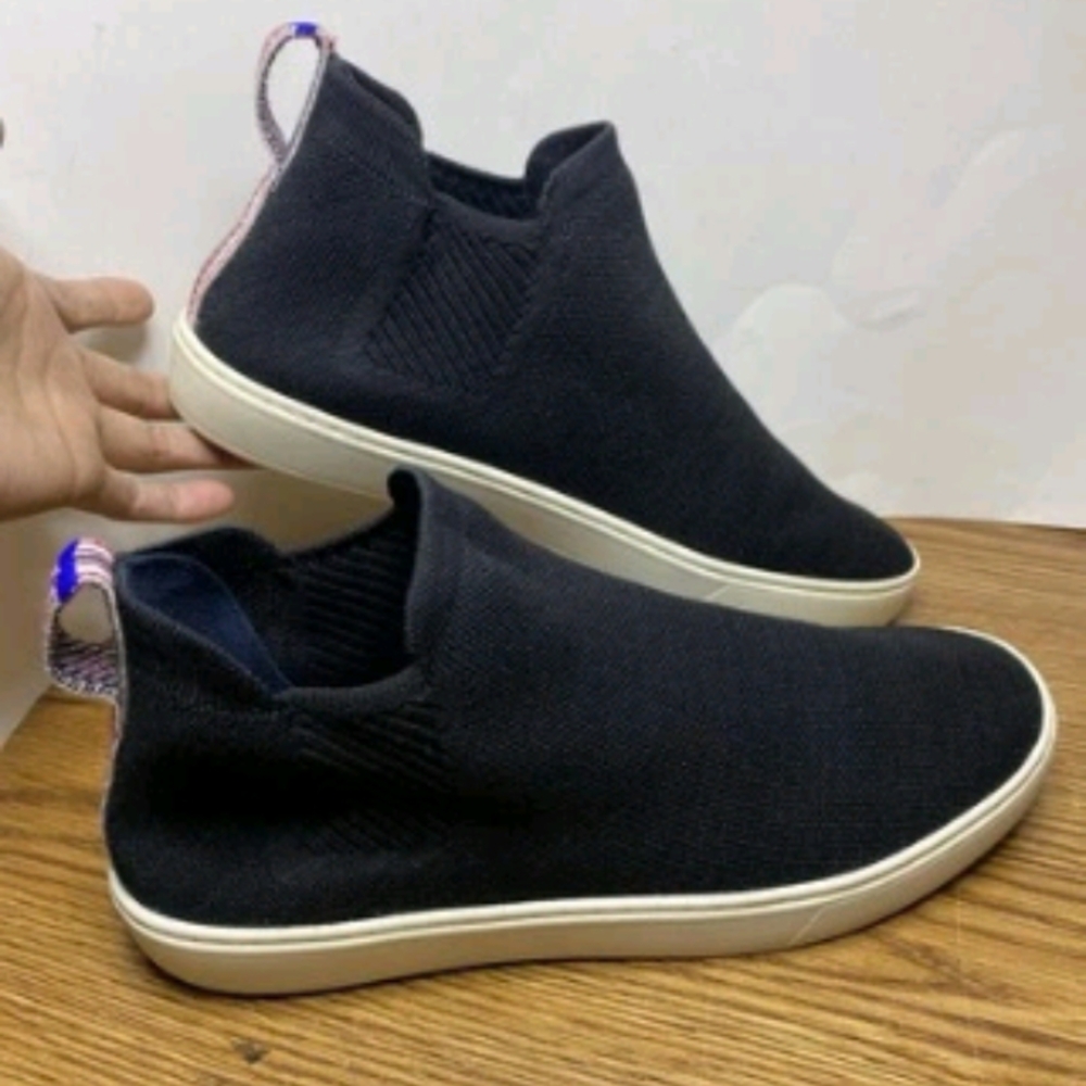 Rothy’s The Chelsea Ankle High Sneakers Slip On Shoes Black Women’s Size 10.5 - Picture 2 of 11
